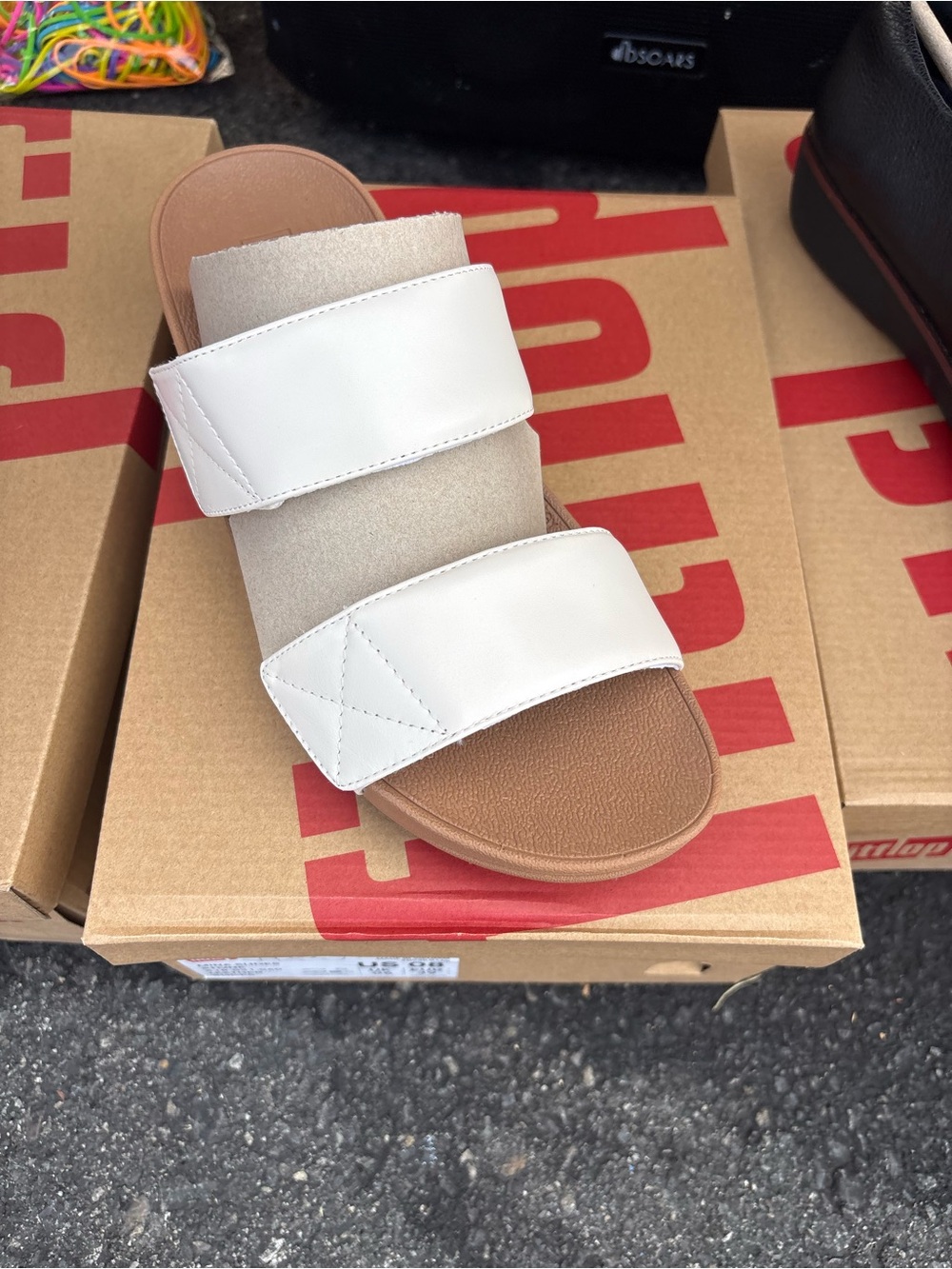 FitFlop Mina Slides Stone Leather